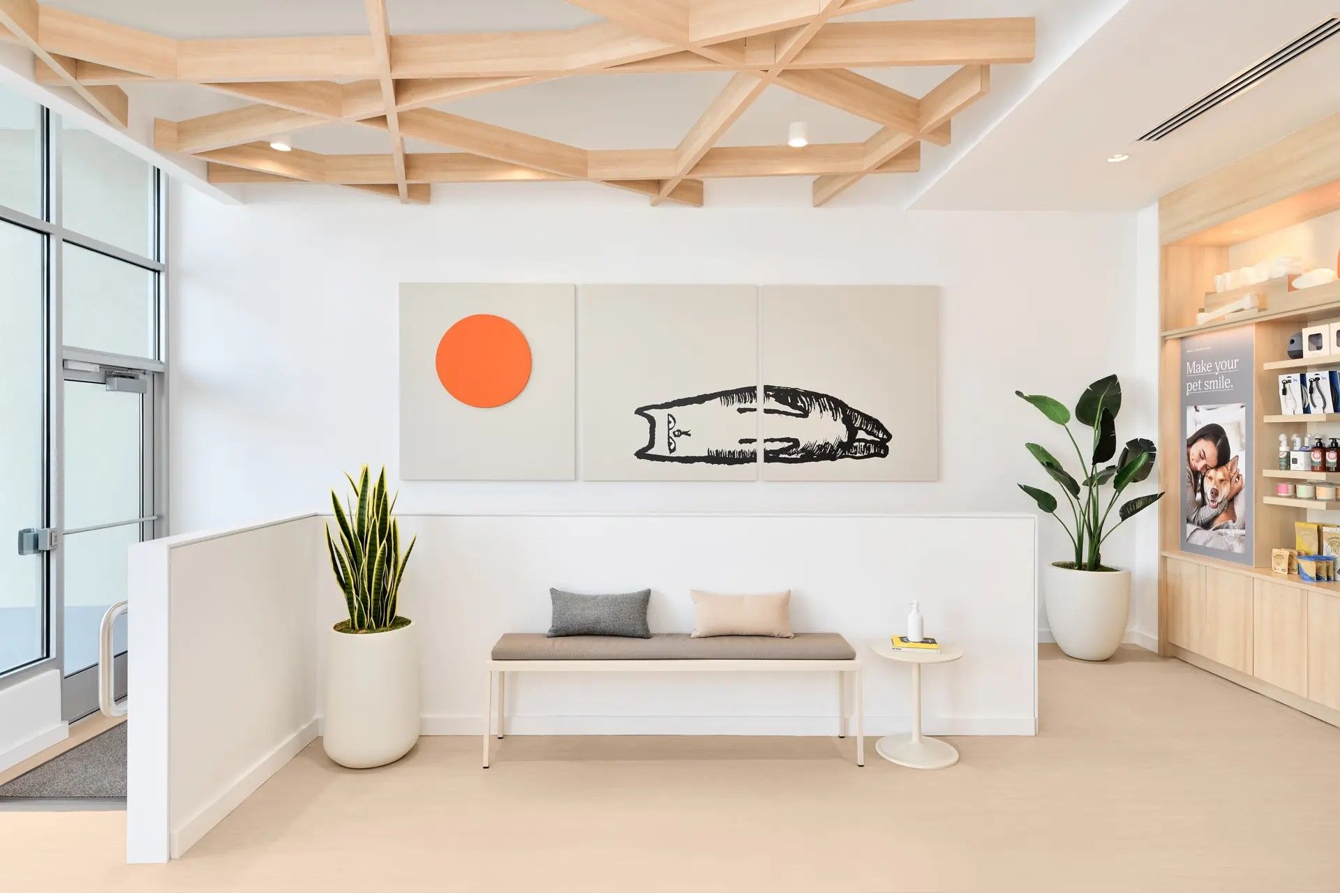 Bright, modern PawCare clinic waiting area